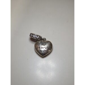 Authentic Pandora Sterling Silver "My Beautiful Wife" Dangle Charm ALE 925